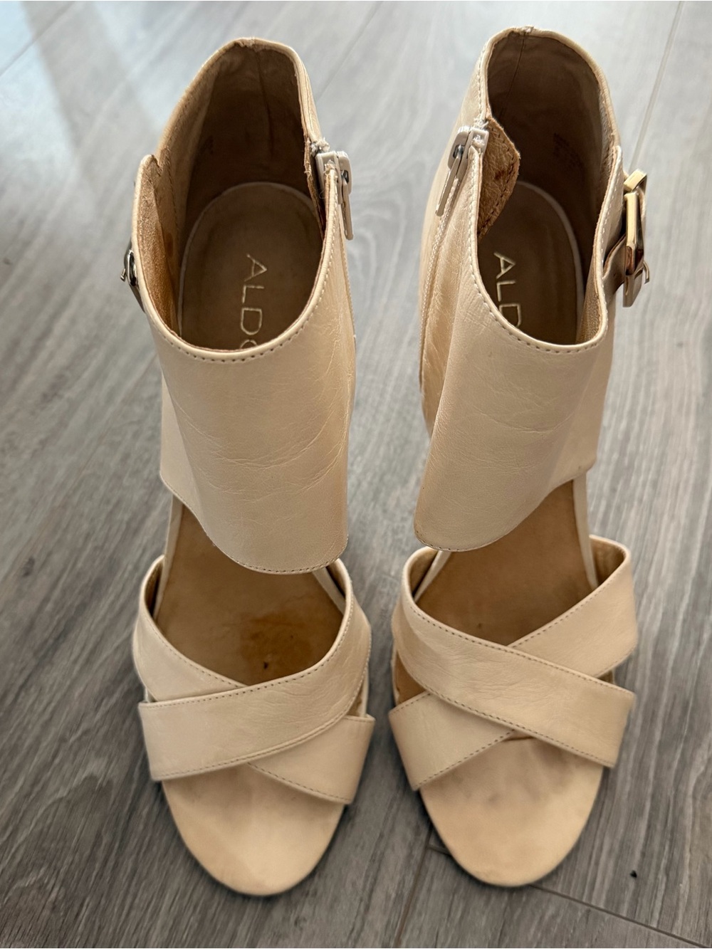 ALDO Women's Cream Strappy Open-Toe Heels Sz 10 EU 41